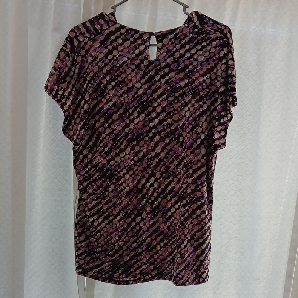 Worthington Purple and Blush Dot Cowl-Neck Blouse - Picture 5 of 8